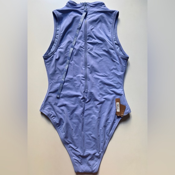 NWT Skims Signature Swim Sleeveless One Piece Zip-Back Periwinkle M SW-SLO-0793 - Picture 5 of 9